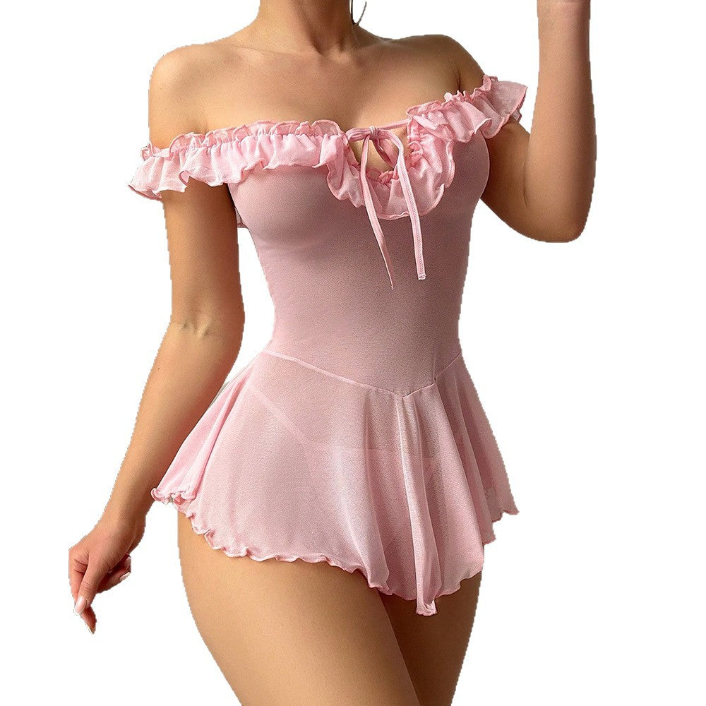 Ensemble nuisette mesh épaules dénudées rouge bordeaux - vue 3 - Ma boutique & co