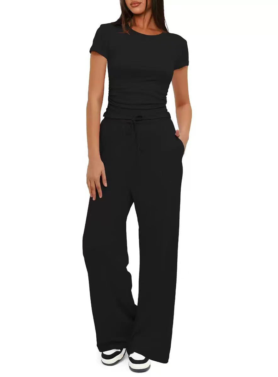 Ensemble 2 pièces femme haut plissé pantalon large - vue 12 - Ma boutique & co