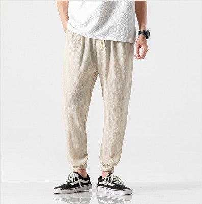 Pantalon sarouel homme - détail tissu coton lin - Ma boutique & co