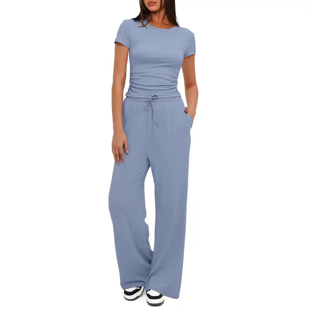 Ensemble 2 pièces femme haut plissé pantalon large - vue 7 - Ma boutique & co