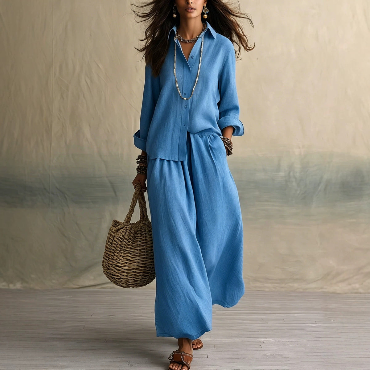 Ensemble chemise pantalon femme - détail chemise - Ma boutique & co