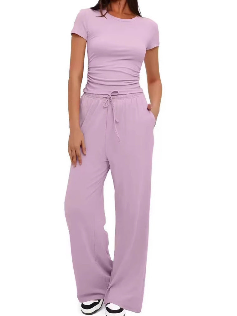 Ensemble 2 pièces femme haut plissé pantalon large - vue 3 - Ma boutique & co