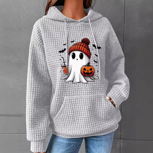Sweat capuche Halloween femme abricot - vue de face