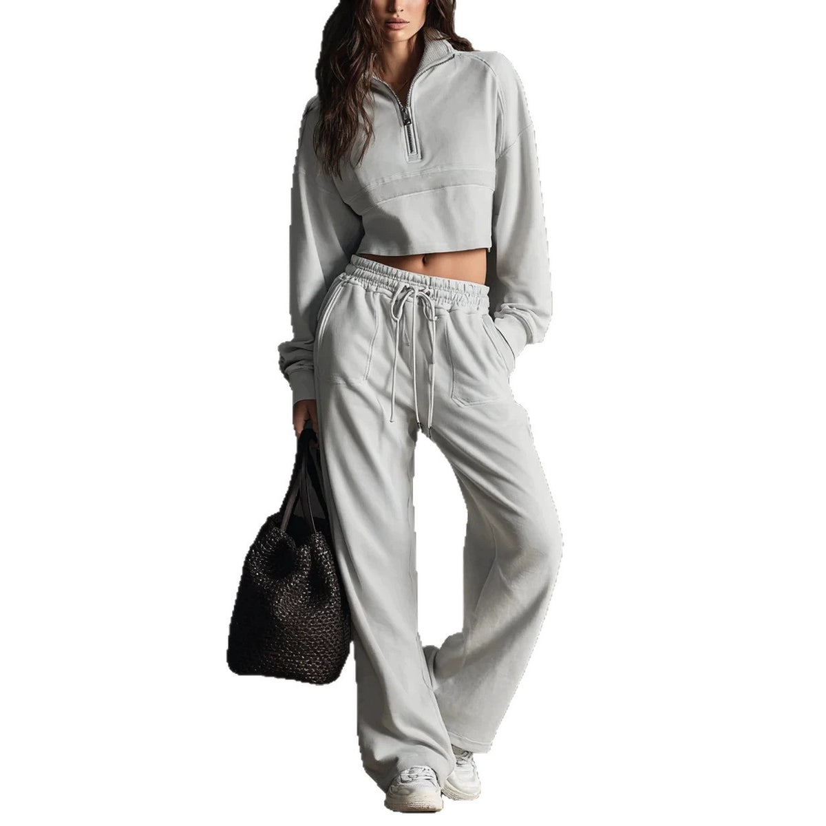 Ensemble femme sweat pantalon gris - vue de dos - Ma boutique & co