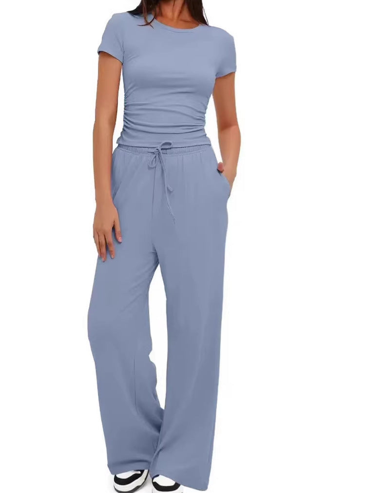 Ensemble 2 pièces femme haut plissé pantalon large - vue 5 - Ma boutique & co