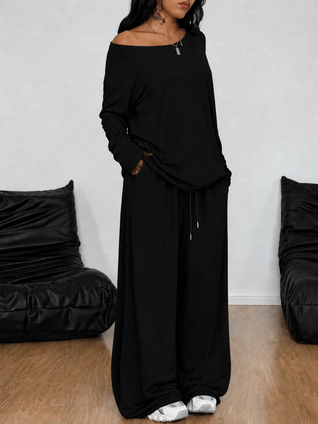 Ensemble 2 pièces femme - détail pantalon large - Ma boutique & co
