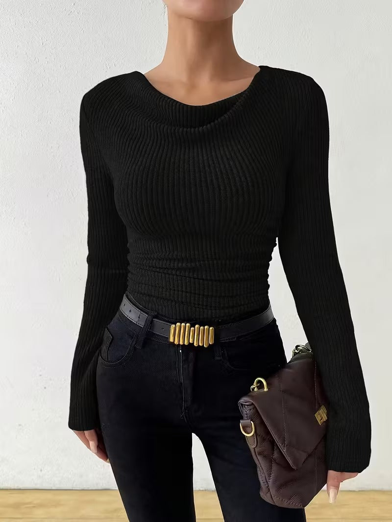 Pull femme à manches longues – détail du modèle