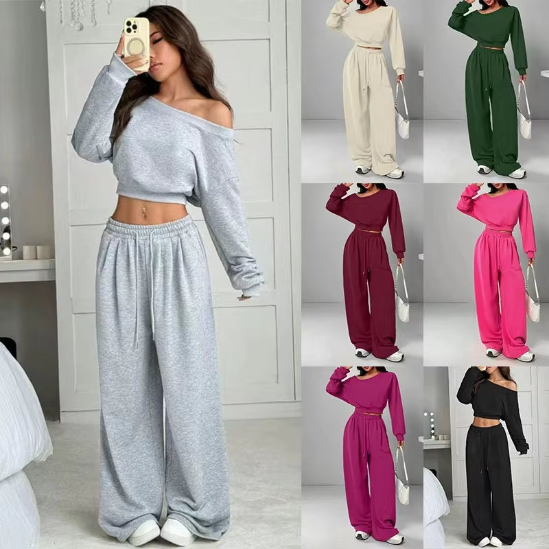 Ensemble femme 2 pièces sweat épaule dénudée et pantalon - vue principale - Ma boutique & co