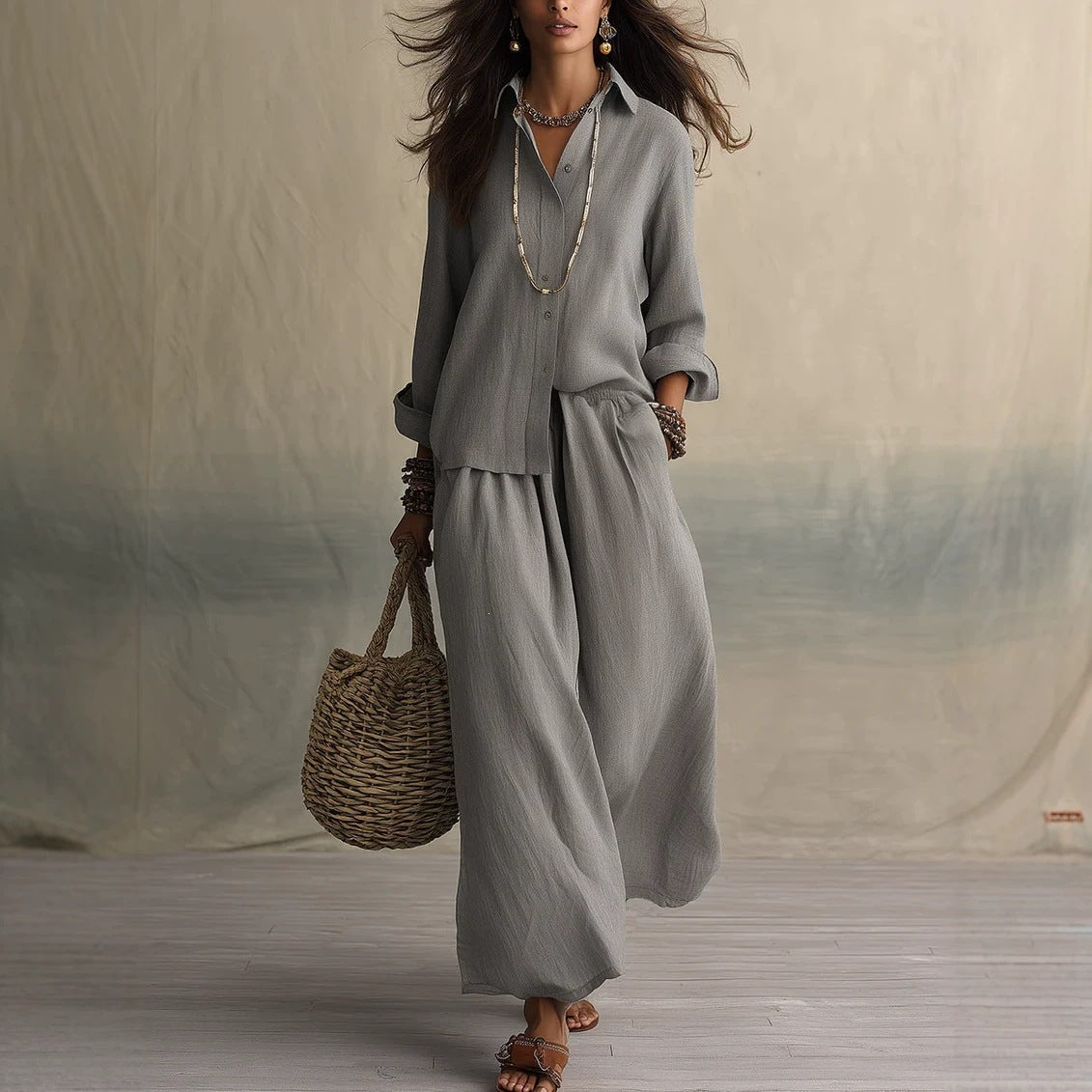 Ensemble chemise pantalon femme - vue de face complète - Ma boutique & co