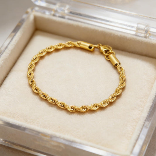 Bracelet torsé acier inoxydable doré 18K - vue principale - Ma boutique & co