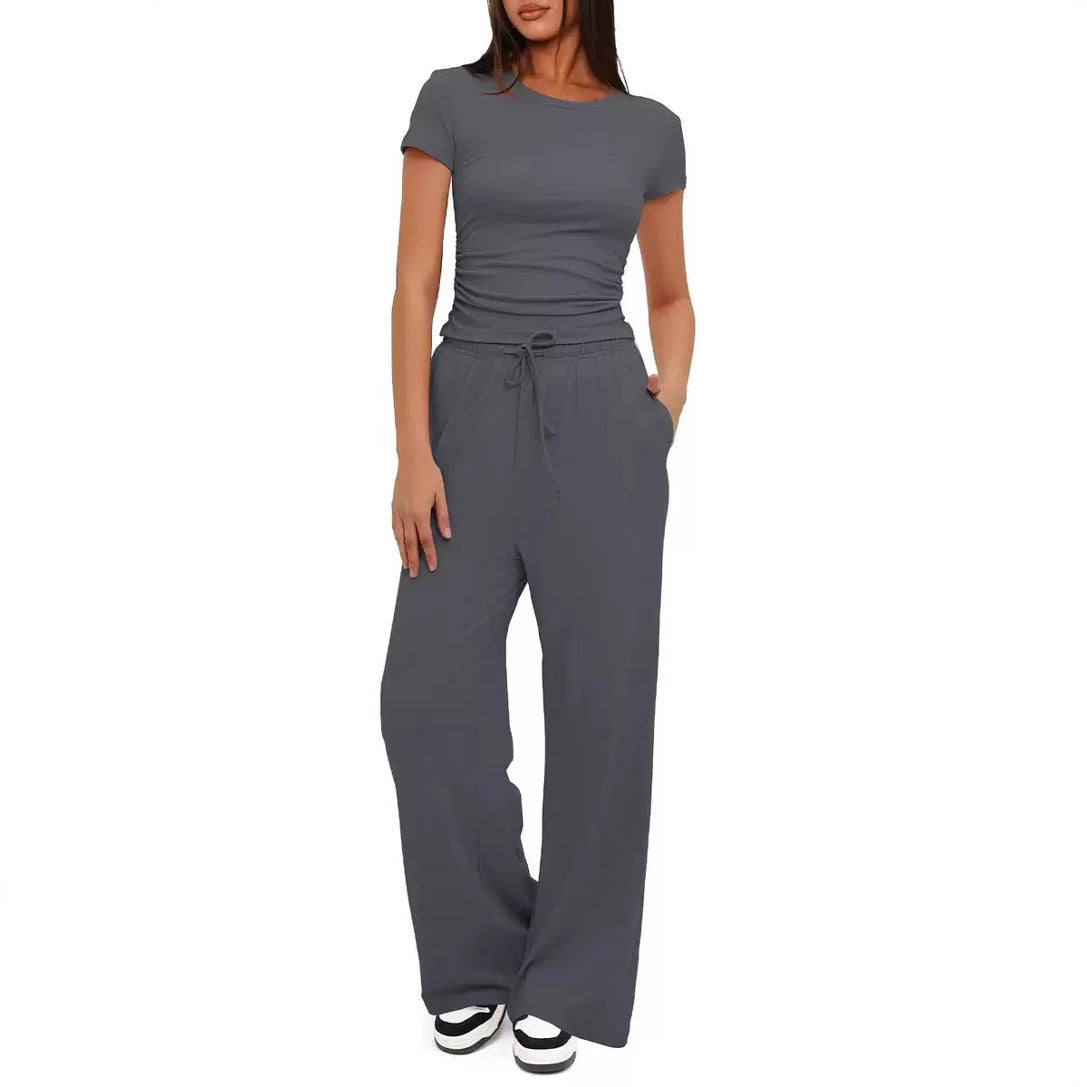 Ensemble 2 pièces femme haut plissé pantalon large - vue 6 - Ma boutique & co
