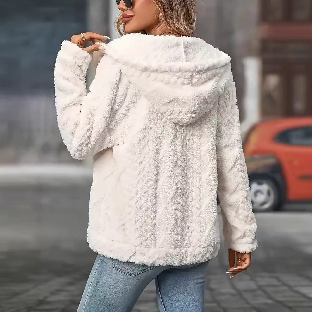 Cardigan femme capuche polaire - détail fermeture zippée - Ma boutique & co