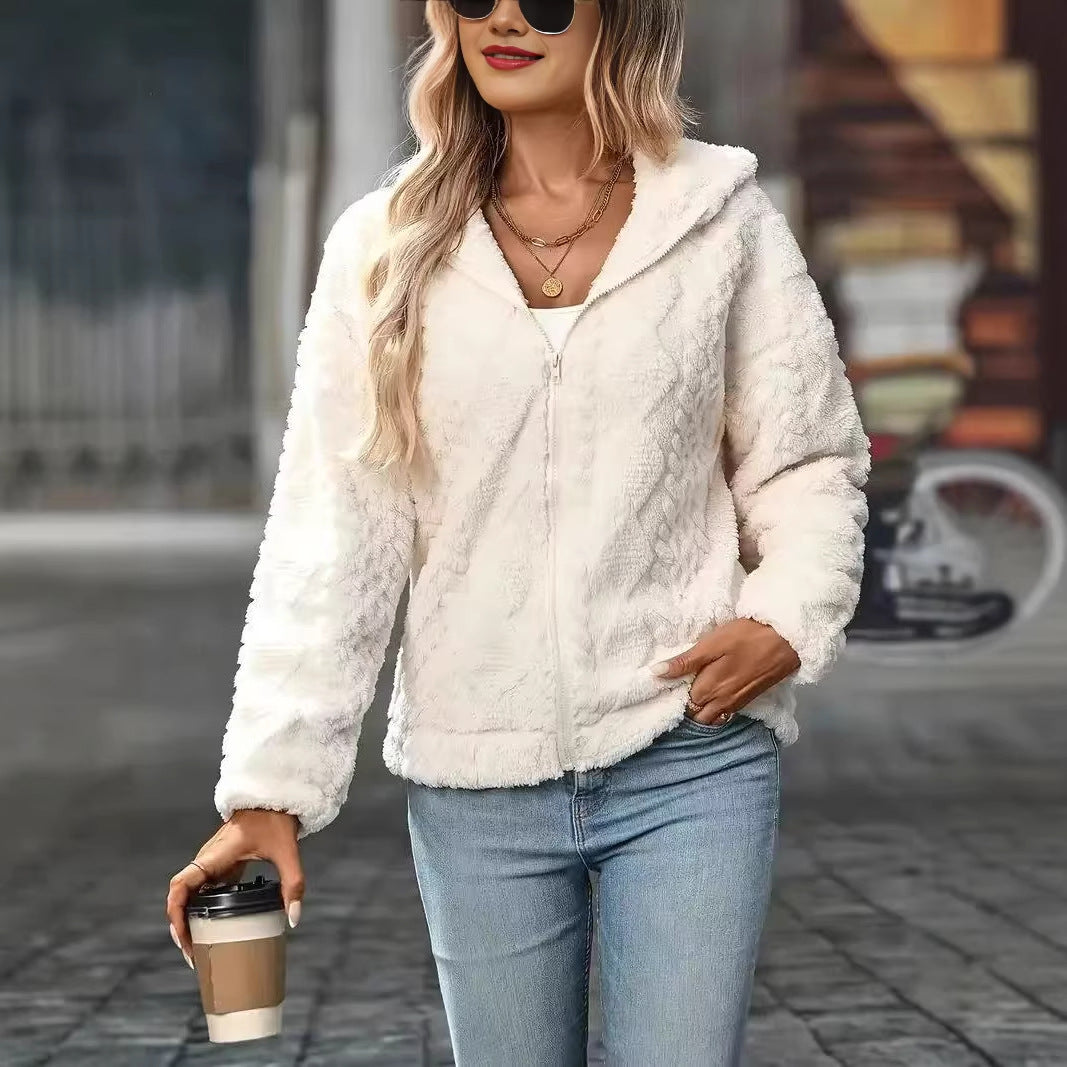 Cardigan femme capuche polaire mi-long zippé - vue principale - Ma boutique & co