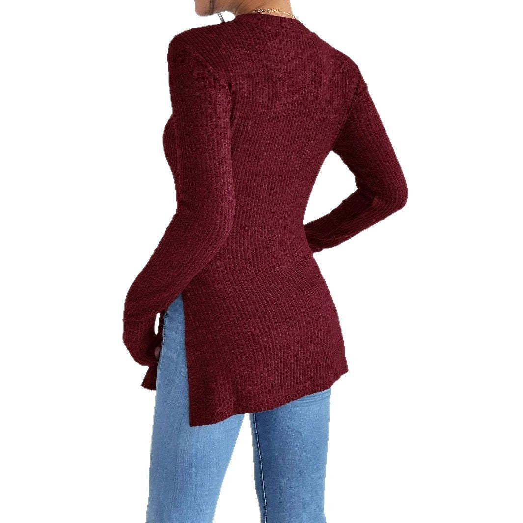 T-shirt femme coupe ajustée en maille côtelée