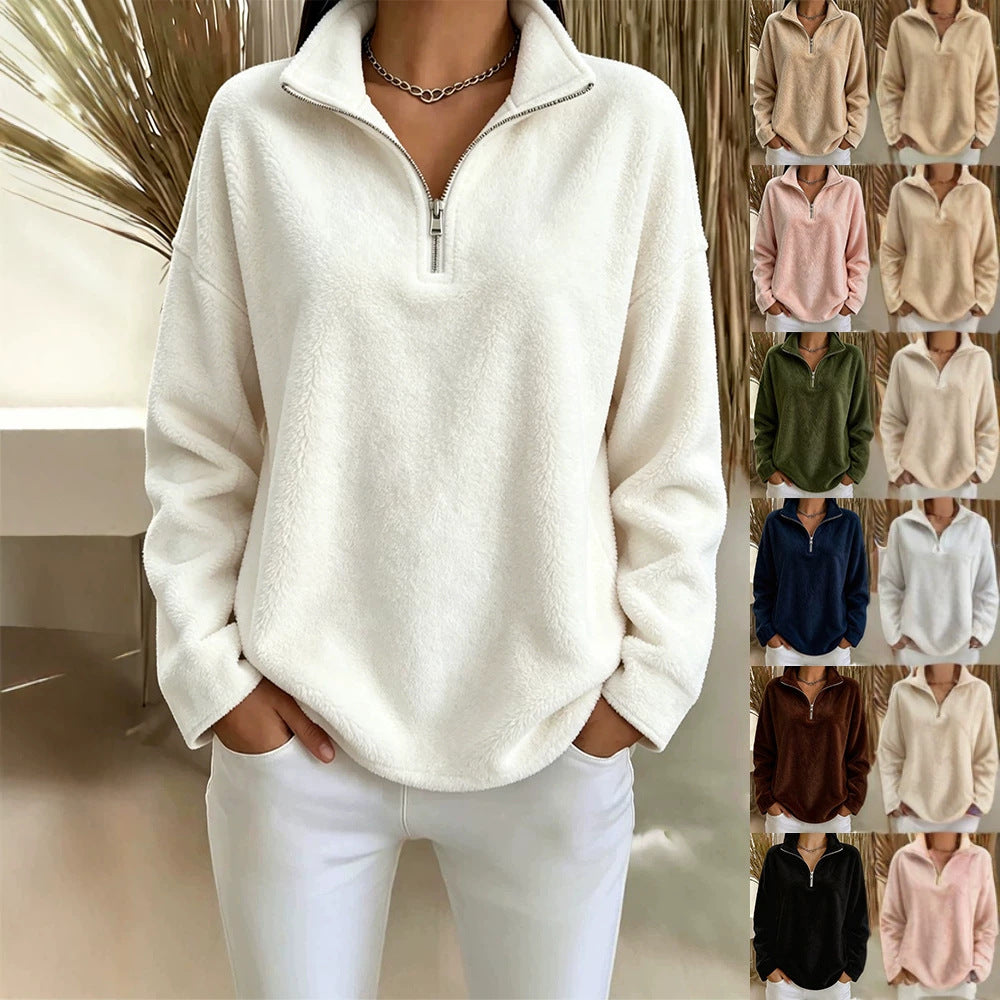 Sweat femme zippé col montant polaire double face - vue principale - Ma boutique & co