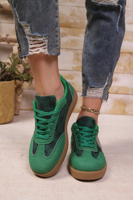Baskets femme plateforme color block vertes - vue principale - Ma boutique & co