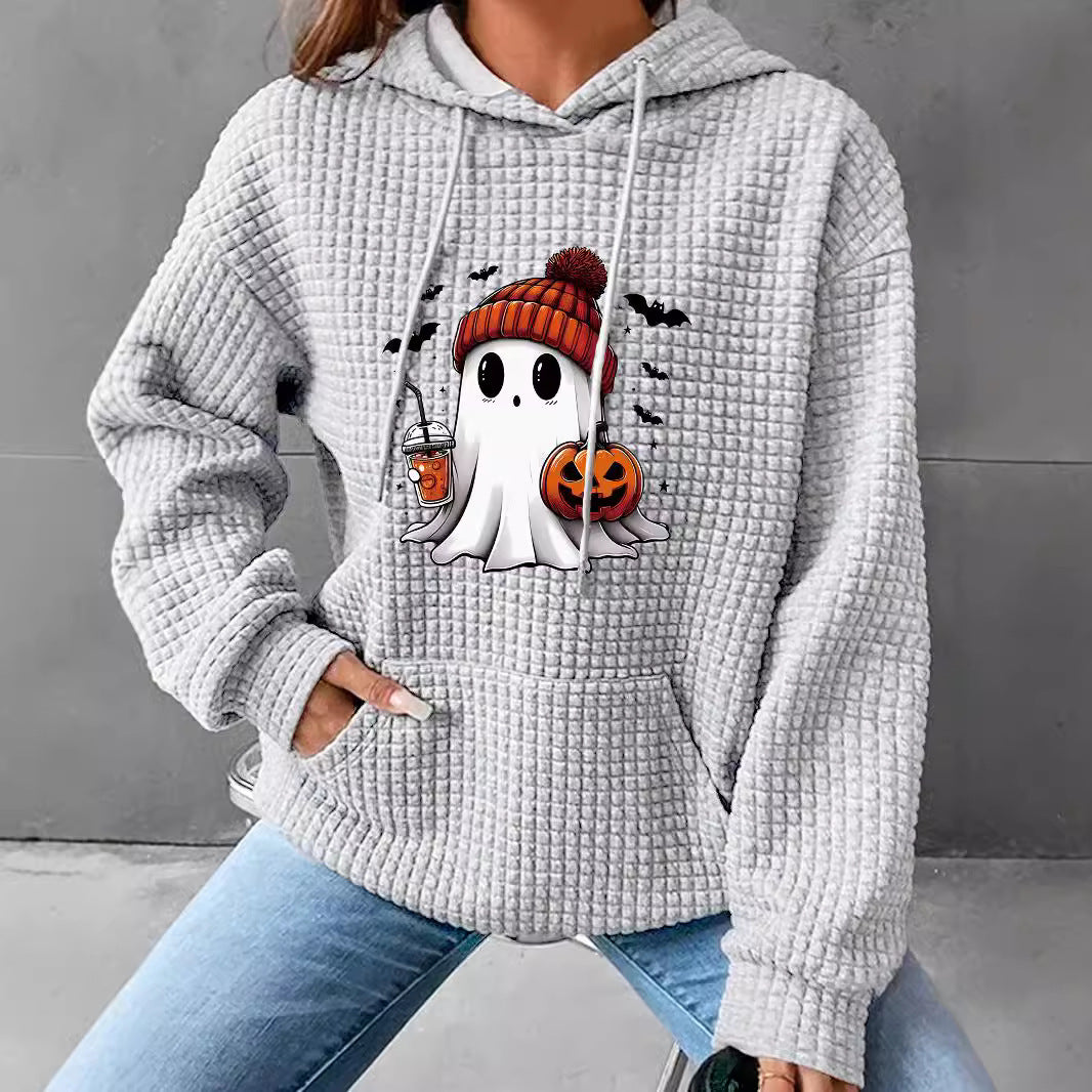 Détail manches bishop sweat Halloween femme