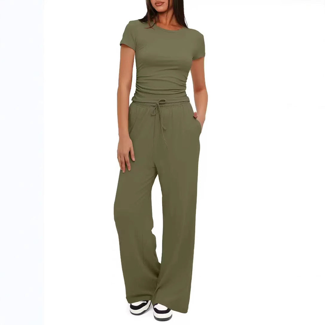 Ensemble 2 pièces femme haut plissé pantalon large - vue 2 - Ma boutique & co