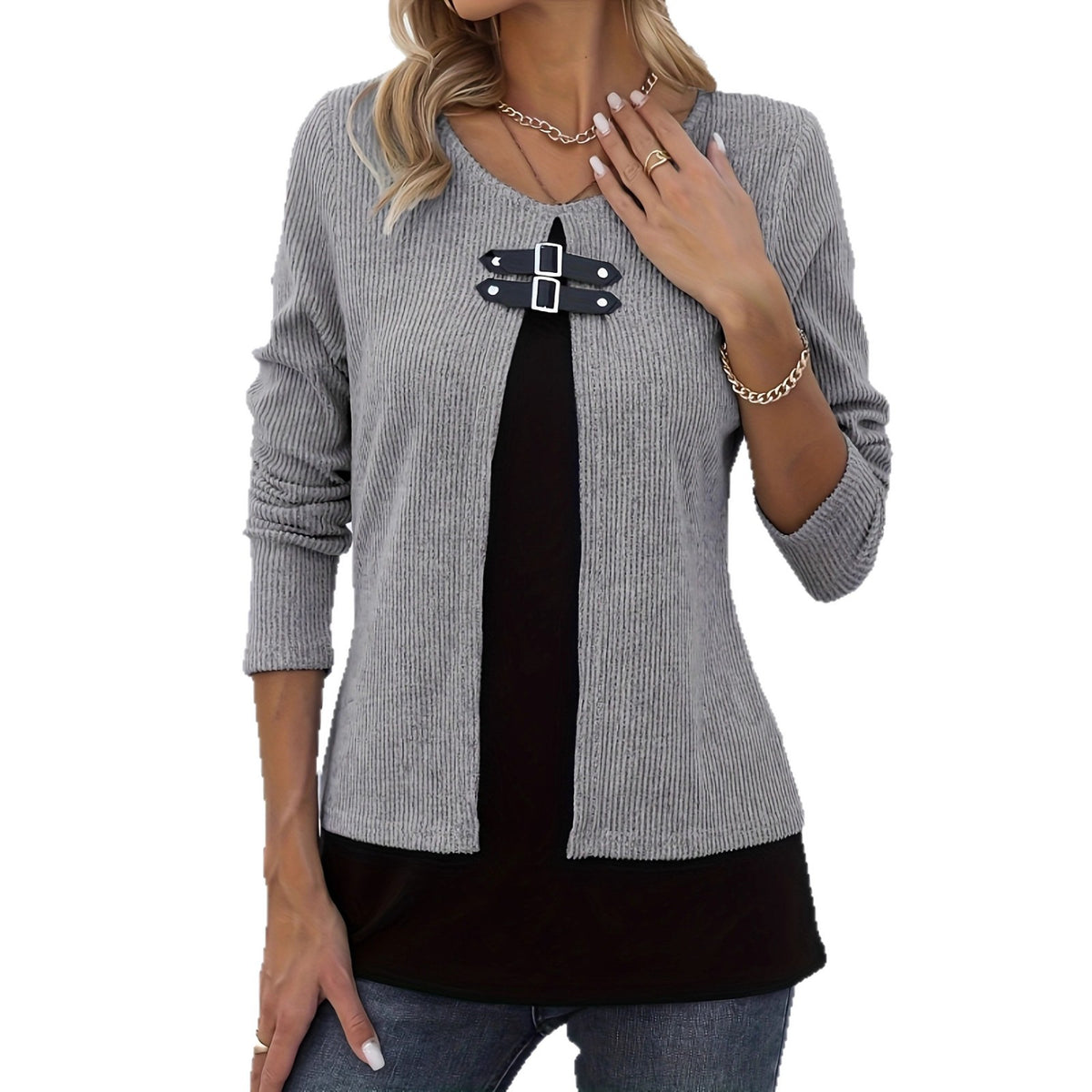 Top femme effet 2 pièces gris - Ma boutique & co
