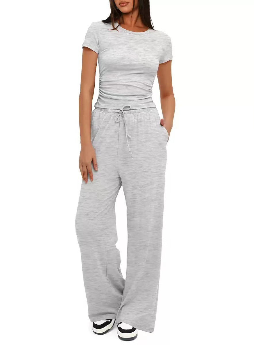 Ensemble 2 pièces femme haut plissé pantalon large - vue 4 - Ma boutique & co