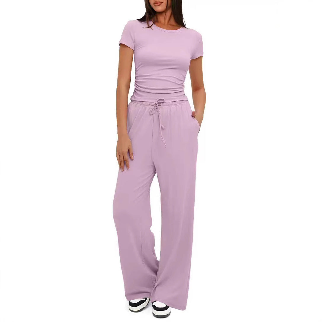 Ensemble 2 pièces femme haut plissé pantalon large - vue 10 - Ma boutique & co